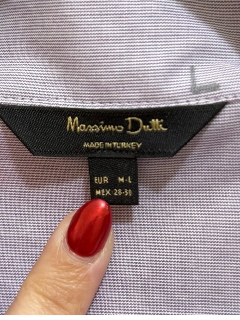 Massimo Dutti Womens Light Purple Striped Button Down Shirt Size M-L 3/4 sleeve - Picture 4 of 4